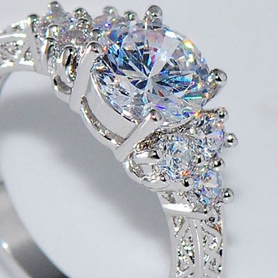 Exquisite Luxury Inlay Shiny Zirconia Engagement Ring