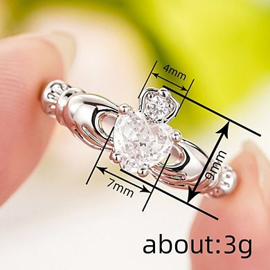Exquisite Heart Synthetic Gemstone Crown Promise Ring