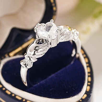 Exquisite Heart Synthetic Gemstone Crown Promise Ring