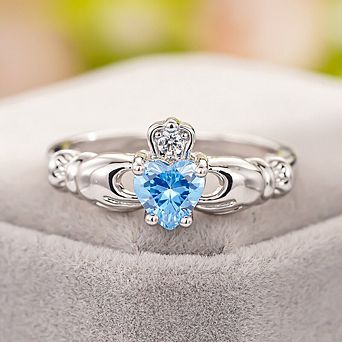 Exquisite Heart Synthetic Gemstone Crown Promise Ring