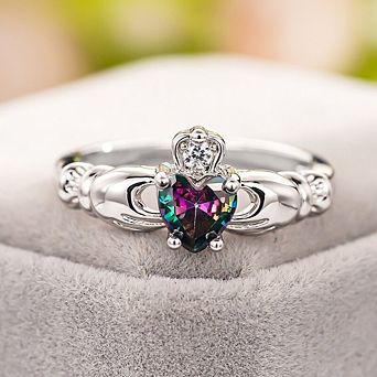 Exquisite Heart Synthetic Gemstone Crown Promise Ring