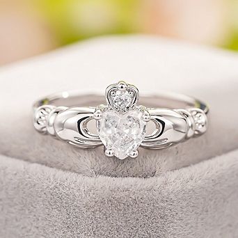 Exquisite Heart Synthetic Gemstone Crown Promise Ring