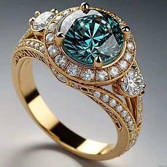 Luxury Green Synthetic Gemstone Engagement Ring