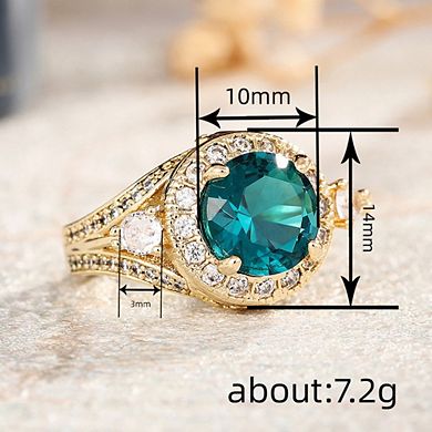 Luxury Green Synthetic Gemstone Engagement Ring