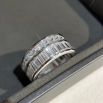Elegant Double Row Drilling Ring for Women Wedding Band Ring