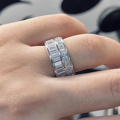 Elegant Double Row Drilling Ring for Women Wedding Band Ring