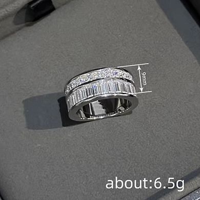 Elegant Double Row Drilling Ring for Women Wedding Band Ring