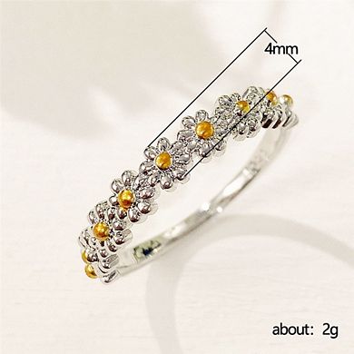 Little Daisy Flower Ring I Think About You Every Daisy Ring Wedding Band Ring