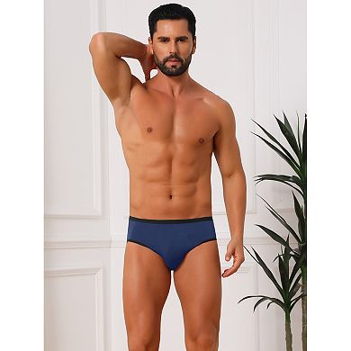 2 Packs Men's Elastic Waist Solid Color Stretch Breathable Lightweight Underwear Briefs