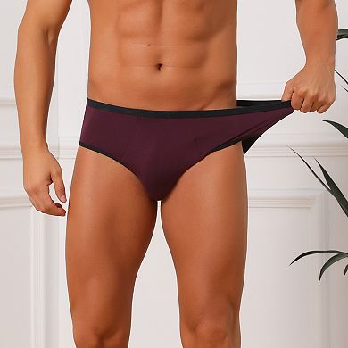 2 Packs Men's Elastic Waist Solid Color Stretch Breathable Lightweight Underwear Briefs