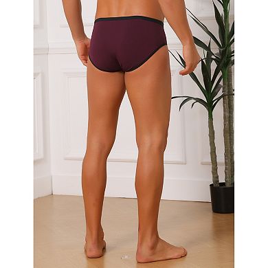 2 Packs Men's Elastic Waist Solid Color Stretch Breathable Lightweight Underwear Briefs