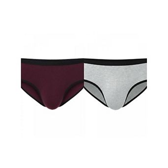 2 Packs Men's Elastic Waist Solid Color Stretch Breathable Lightweight Underwear Briefs