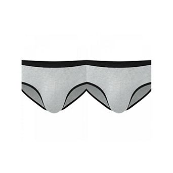 2 Packs Men's Elastic Waist Solid Color Stretch Breathable Lightweight Underwear Briefs