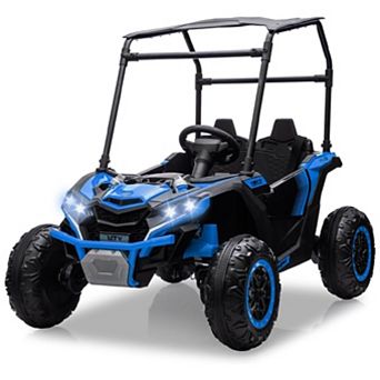 24V Kids' Heavy-Duty Ride Power Wheel with Tent 4WD Off-Road Electric Vehicle
