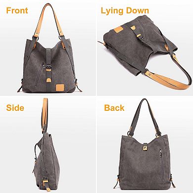 Women’s Canvas Tote Backpack Convertible Shoulder Bag