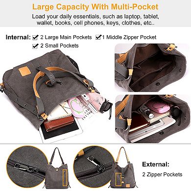 Women’s Canvas Tote Backpack Convertible Shoulder Bag