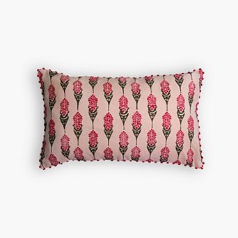 Lumbar Throw Pillow Cover Linen Floral Print
