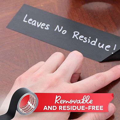Black Chalkboard Tape Removable, Smudge Resistant Sticky Chalkboard Label Duct Tape