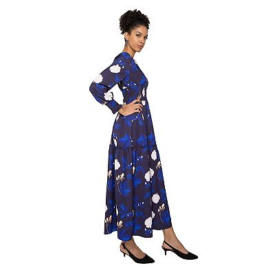 Women's Smocked Waist Long Sleeve Maxi Dress