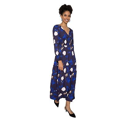 Women's Smocked Waist Long Sleeve Maxi Dress