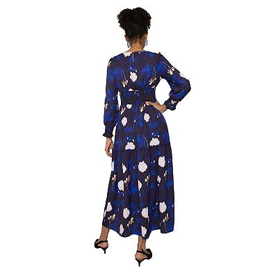 Women's Smocked Waist Long Sleeve Maxi Dress