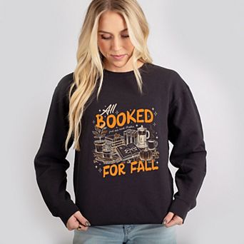 All Booked For Fall - Women's Lightweight Garment Dyed Sweatshirt