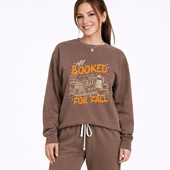 All Booked For Fall - Women's Lightweight Garment Dyed Sweatshirt