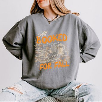 All Booked For Fall - Women's Lightweight Garment Dyed Sweatshirt