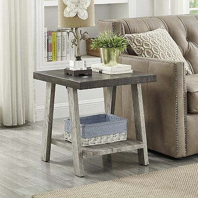 Athens Contemporary Wood Shelf End Table