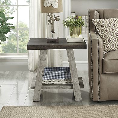 Athens Contemporary Wood Shelf End Table