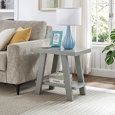 Athens Contemporary Wood Shelf Side Table