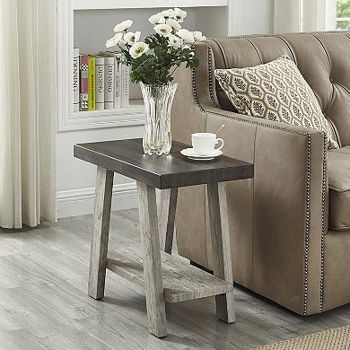 Ethens Contemporary Wood Shelf Side Table