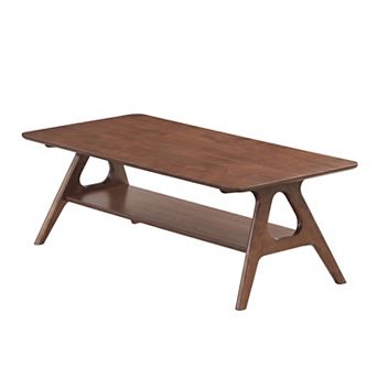 Arona Mid-Century Modern Wood Coffee Table with Shelf