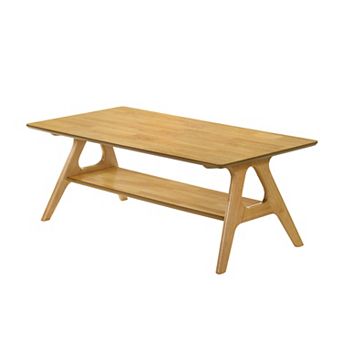 Arona Mid-Century Modern Wood Coffee Table with Shelf