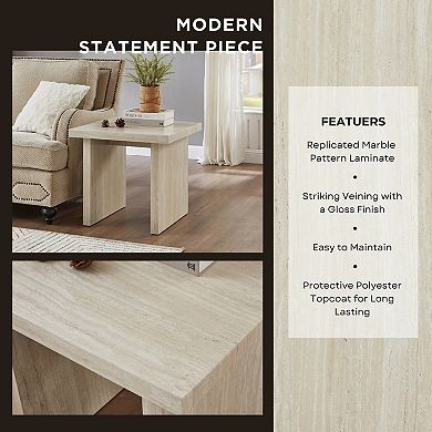 Cavira Modern Faux Marble Living Room End Table