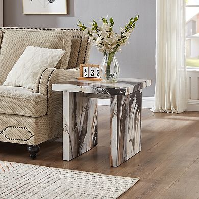 Cavira Modern Faux Marble Living Room End Table