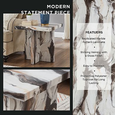 Cavira Modern Faux Marble Living Room Side Table