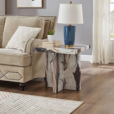 Cavira Modern Faux Marble Living Room Side Table