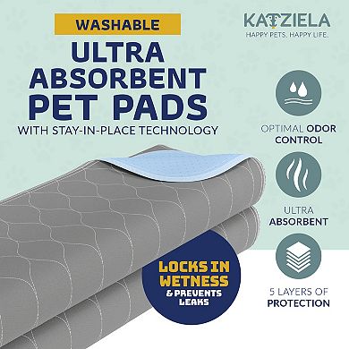 Katziela Quick-Drying Washable Pee Pads for Dogs (Rectanguler 24x36-2) Waterproof Reusable