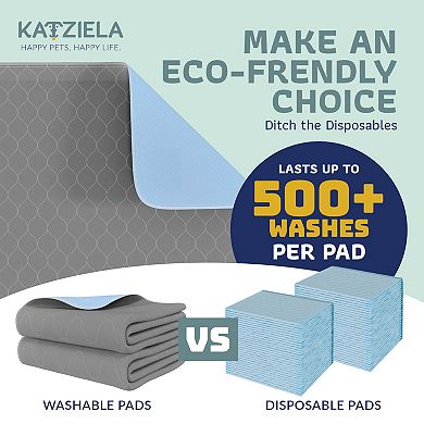 Katziela Quick-Drying Washable Pee Pads for Dogs (Rectanguler 24x36-2) Waterproof Reusable