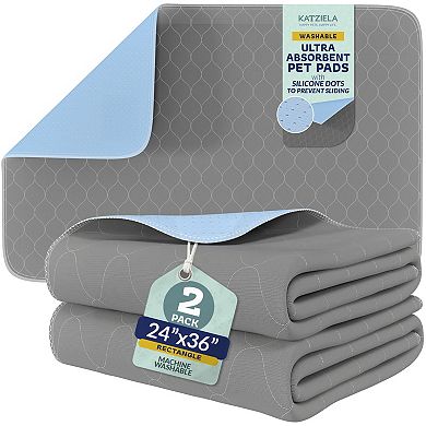 Katziela Quick-Drying Washable Pee Pads for Dogs (Rectanguler 24x36-2) Waterproof Reusable