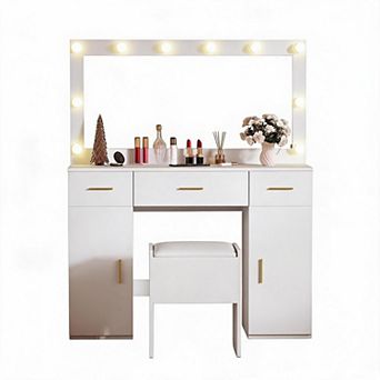 45 in Makeup Vanity Desk with Mirror and Lights