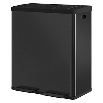 Dual Compartment Kitchen Trash Can 2 x 10.6 Gallon Stainless Steel Pedal Bin Soft-Close Lid
