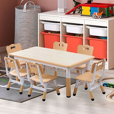 Kids Table and 6 Chair Set ,Max 300lbs, Suitable for Ages 2-10