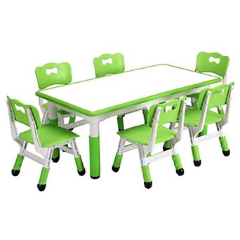 Kids Table and 6 Chair Set ,Max 300lbs, Suitable for Ages 2-10