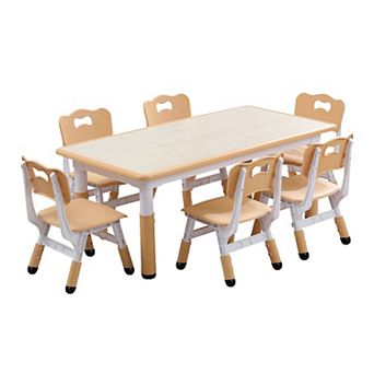 Kids Table and 6 Chair Set ,Max 300lbs, Suitable for Ages 2-10