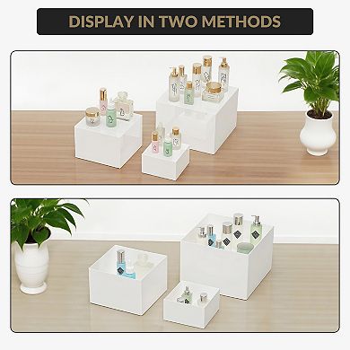 6-Piece White Stackable Display Risers for Desserts Multi-Sized Food Stands
