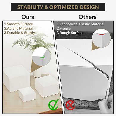 6-Piece White Stackable Display Risers for Desserts Multi-Sized Food Stands