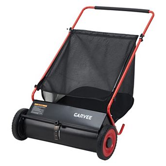 Efficient Yard Cleanup Push Lawn Sweeper 26-Inch, 4 Spinning Brushes, Large 7 Cu. ft. Mower