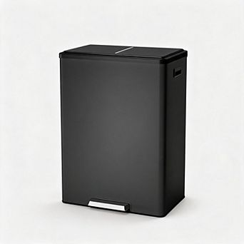 16 Gallon/60 L Dual Compartment Stainless Steel Trash Can with Double Removable Inner Bucket